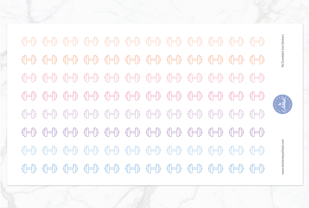 96 Dumbbell Icon Stickers - Pastel Sunset