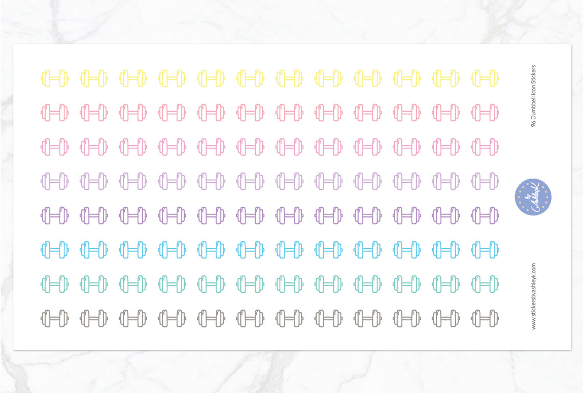 96 Dumbbell Icon Stickers - Pastel