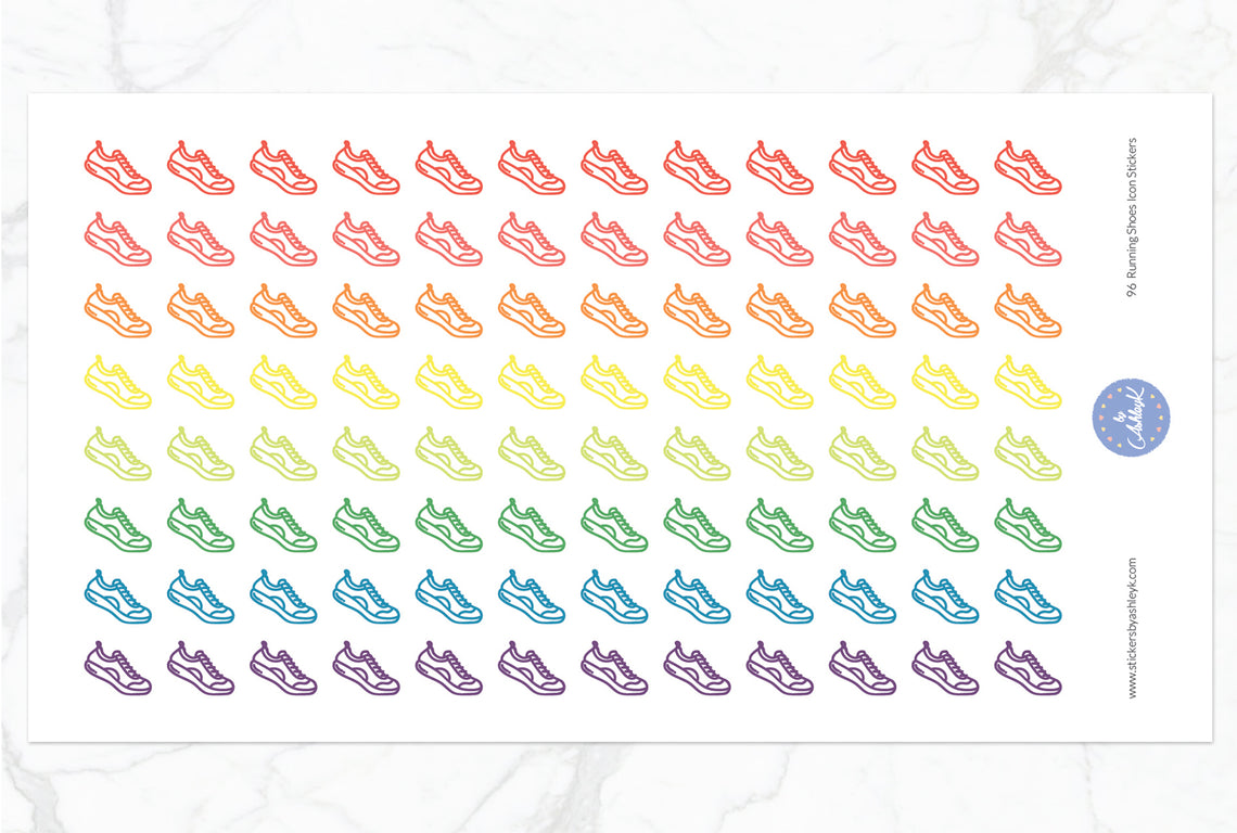 96 Running Shoes Icon Stickers - Pastel Rainbow