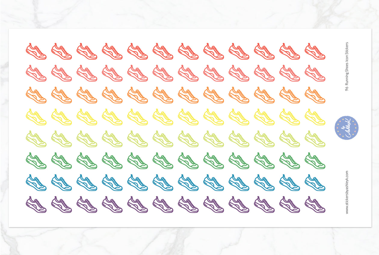 96 Running Shoes Icon Stickers - Pastel Rainbow