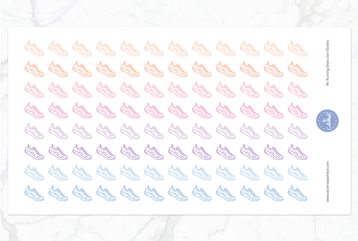 96 Running Shoes Icon Stickers - Pastel Sunset