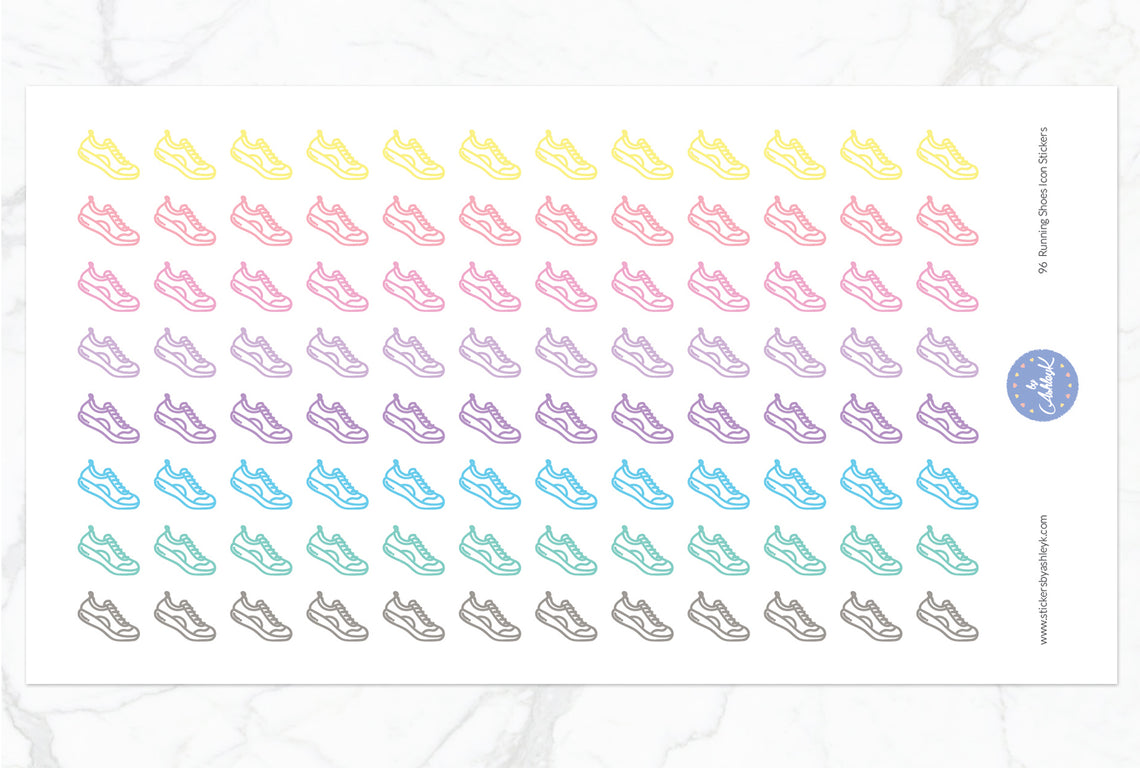 96 Running Shoes Icon Stickers - Pastel