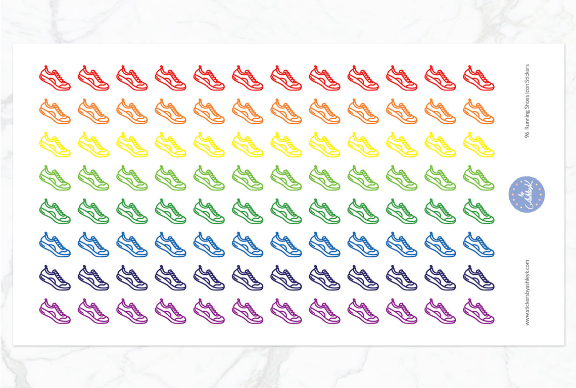 96 Running Shoes Icon Stickers - Rainbow
