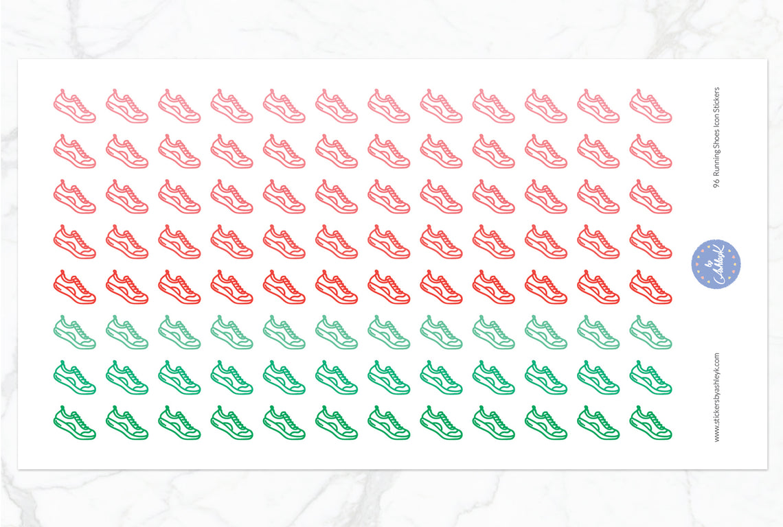 96 Running Shoes Icon Stickers - Watermelon