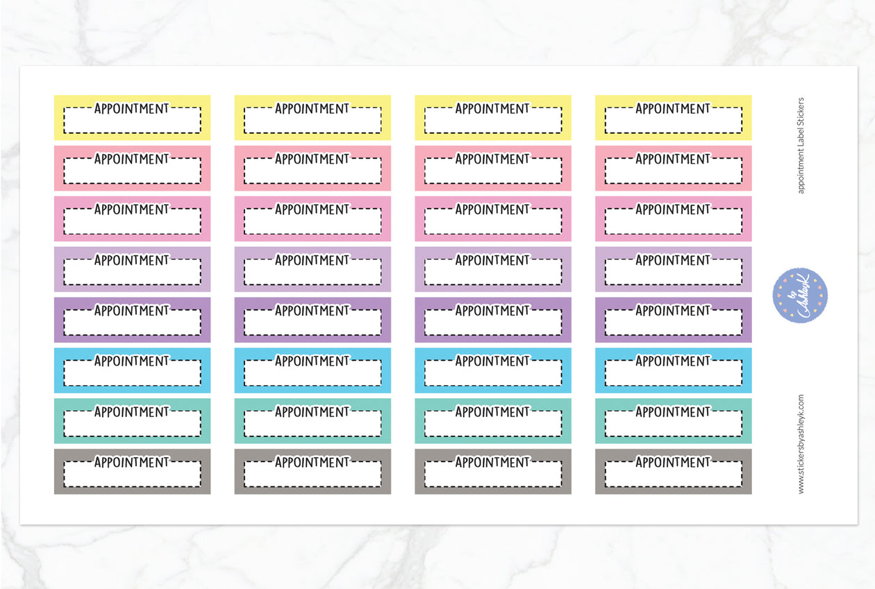 Appointment Label Stickers - Pastel