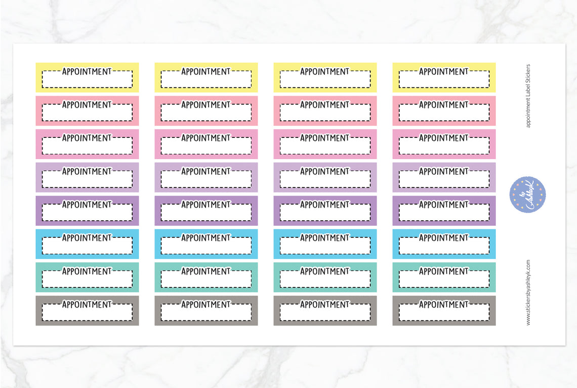 Appointment Label Stickers - Pastel