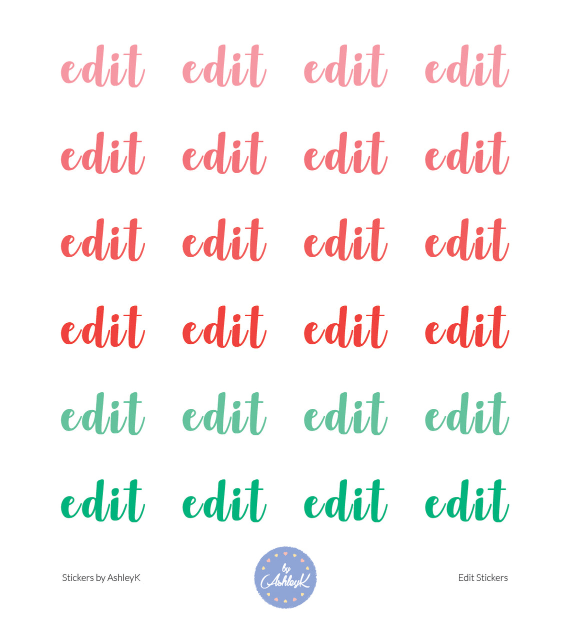 Edit Lettering Stickers - Watermelon