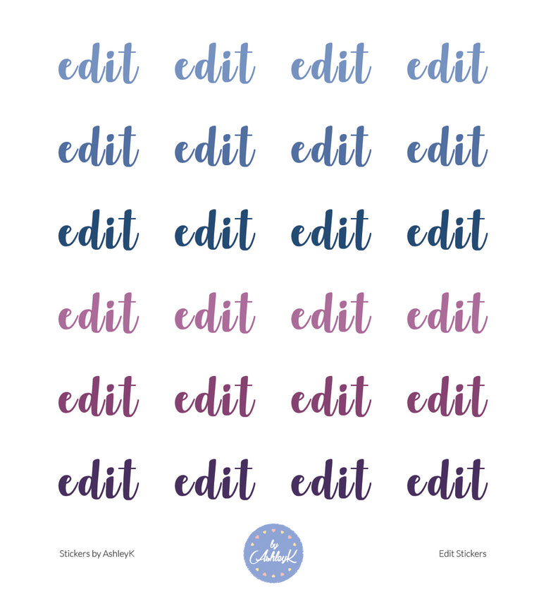 Edit Lettering Stickers - Blueberry