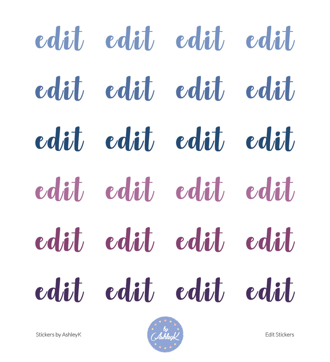Edit Lettering Stickers - Blueberry