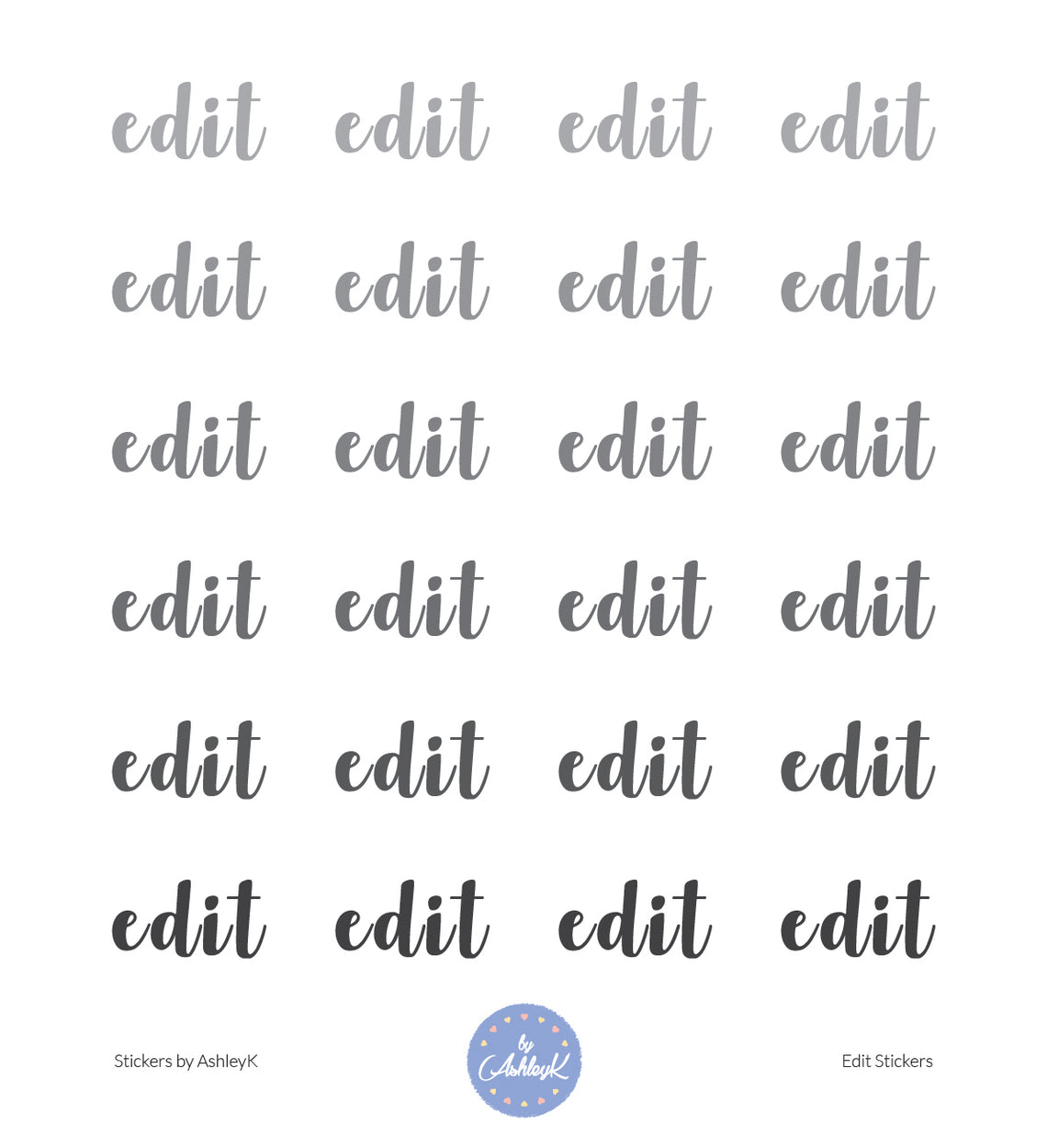 Edit Lettering Stickers - Monochrome