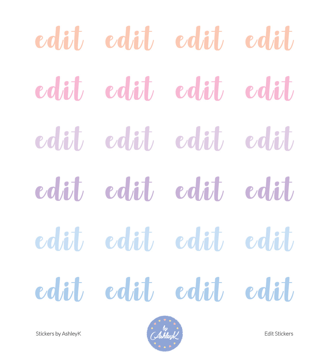 Edit Lettering Stickers - Pastel Sunset