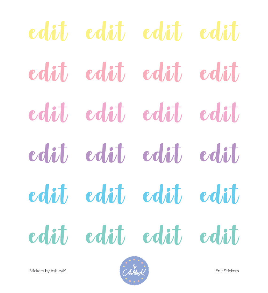 Edit Lettering Stickers - Pastel