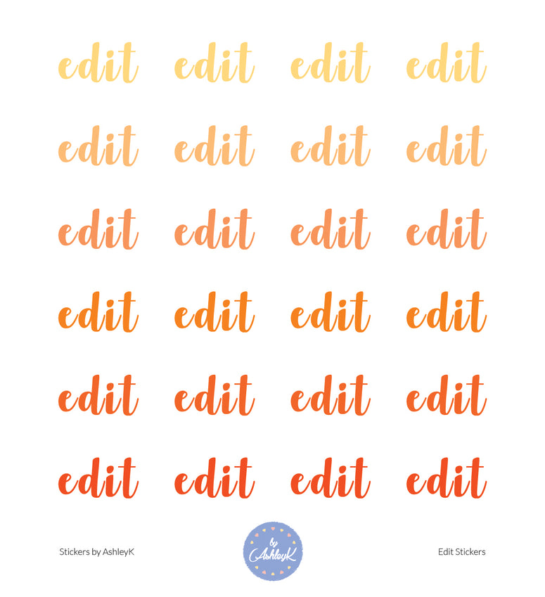 Edit Lettering Stickers - Orange