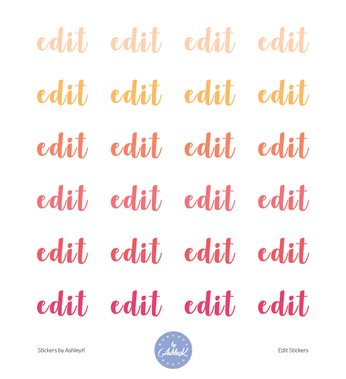 Edit Lettering Stickers - Peach