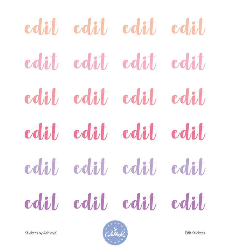 Edit Lettering Stickers - Raspberry