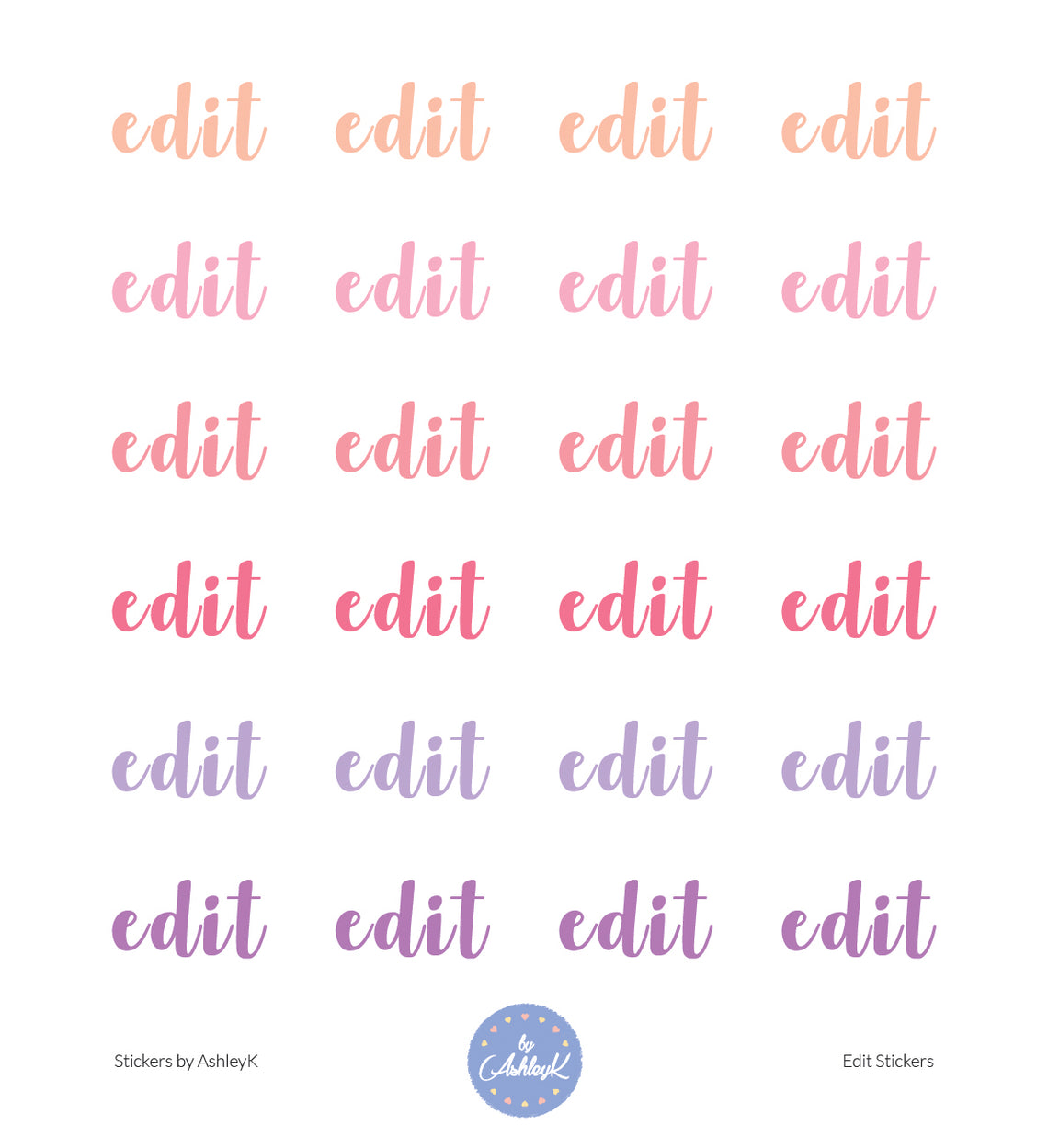 Edit Lettering Stickers - Raspberry
