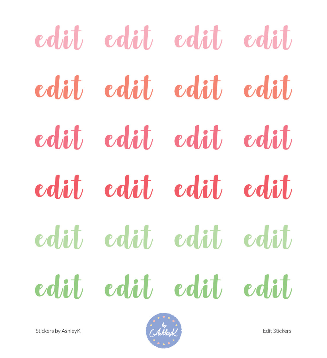 Edit Lettering Stickers - Strawberry