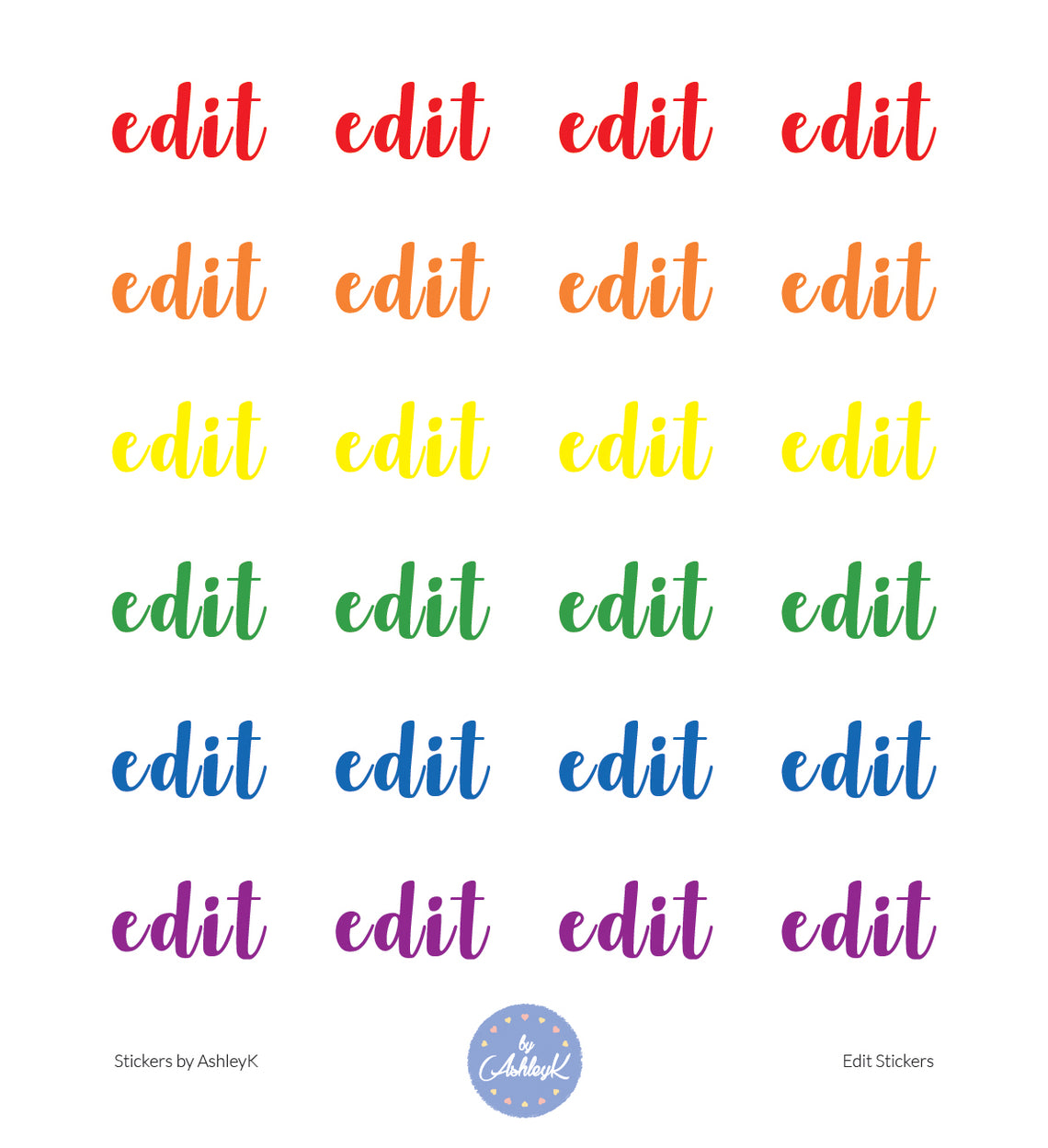 Edit Lettering Stickers - Rainbow