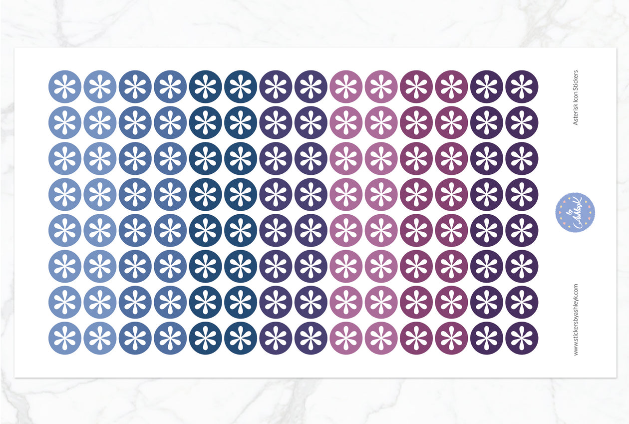 Asterisk Icon Round Stickers - Blueberry