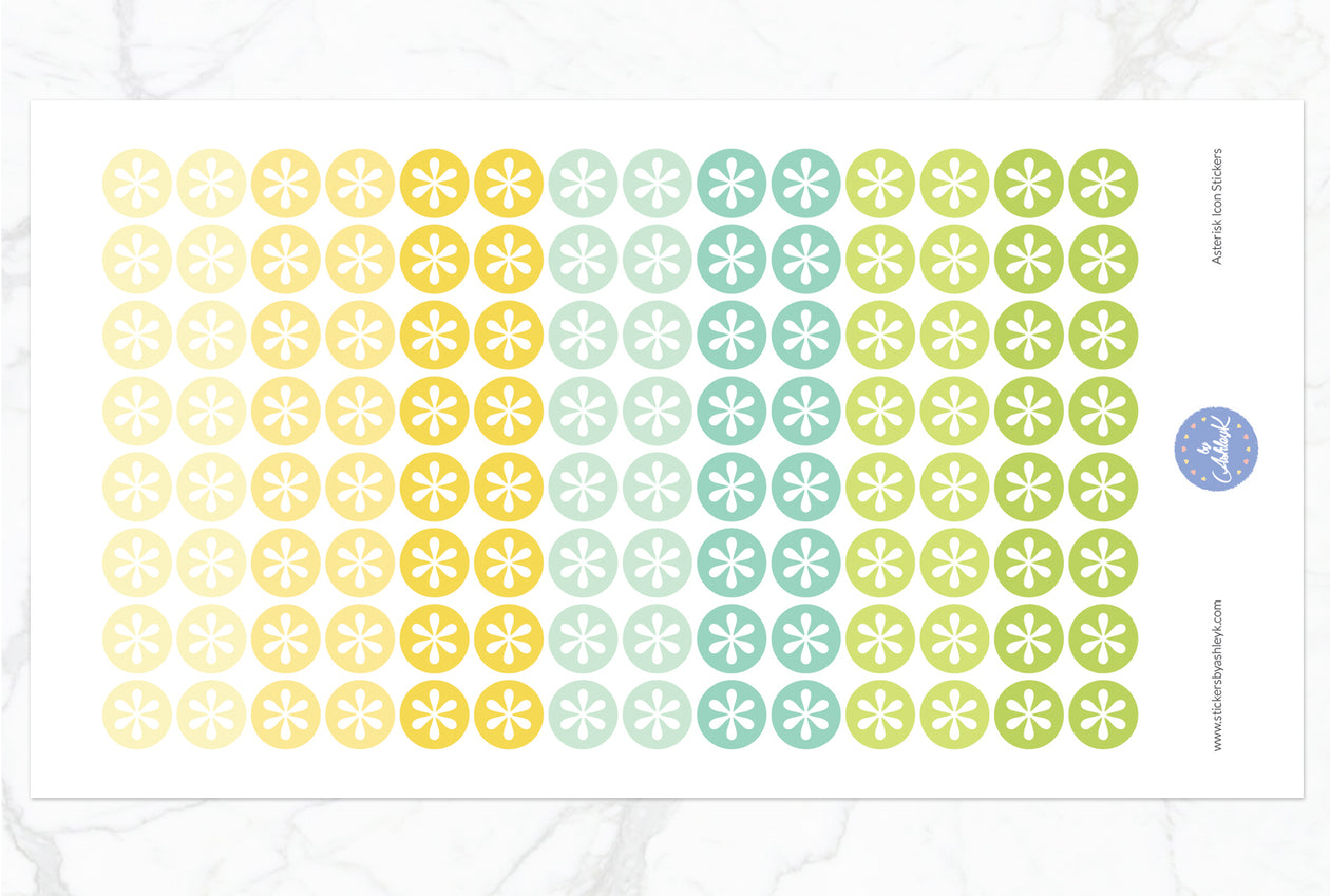 Asterisk Icon Round Stickers - Lemon&Lime