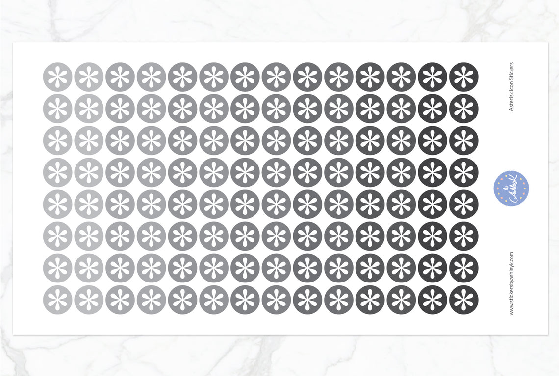Asterisk Icon Round Stickers - Monochrome