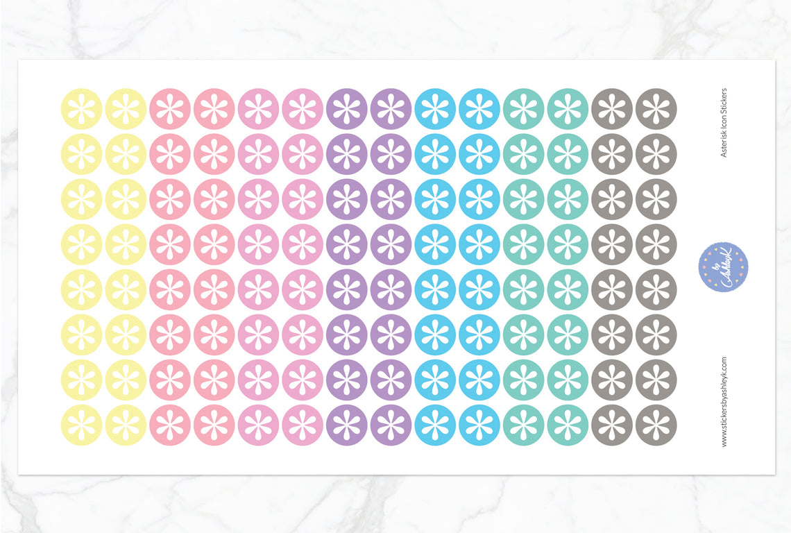 Asterisk Icon Round Stickers - Pastel