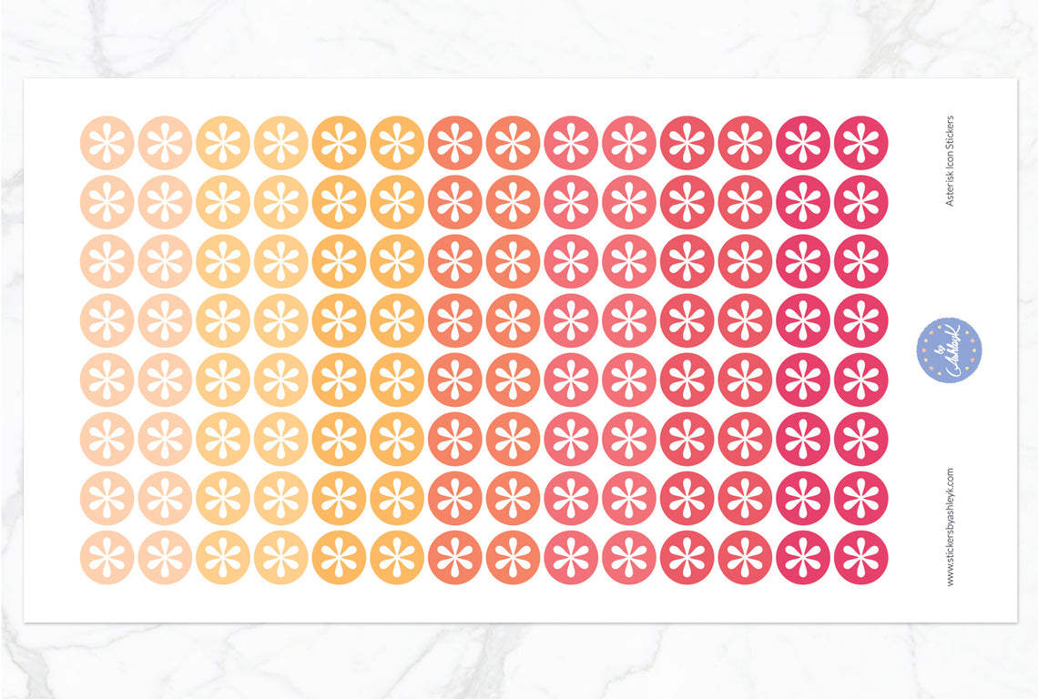 Asterisk Icon Round Stickers - Peach