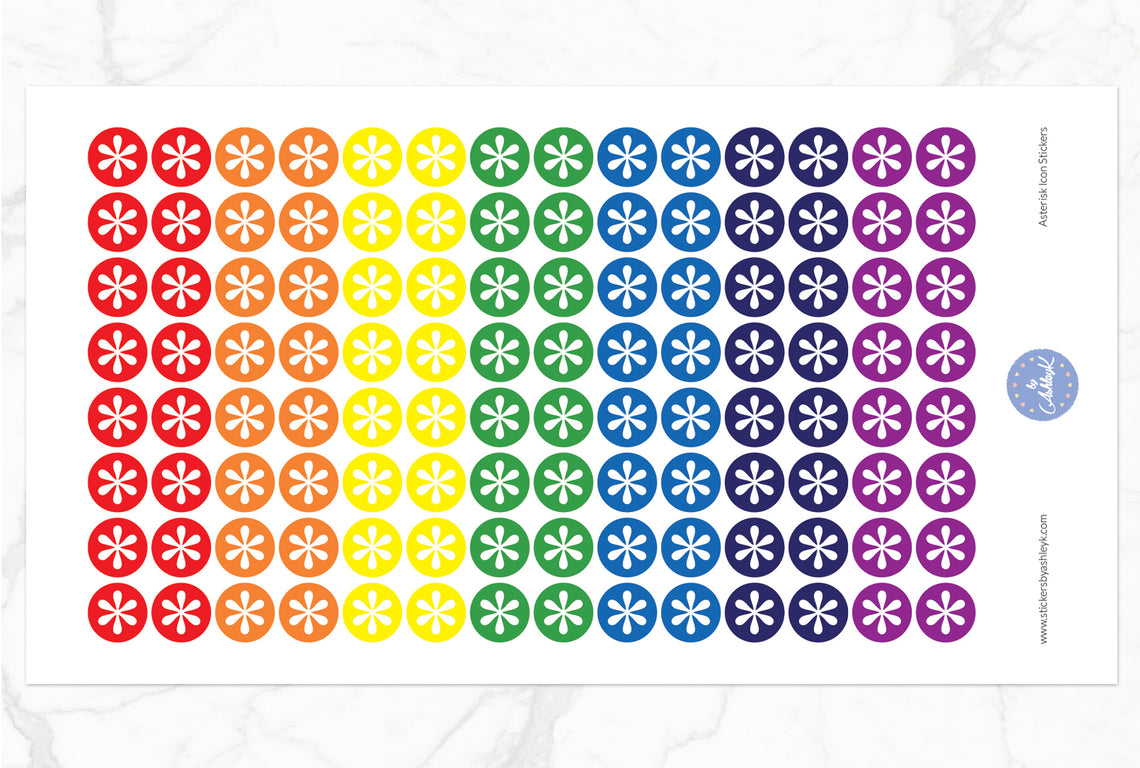Asterisk Icon Round Stickers - Rainbow
