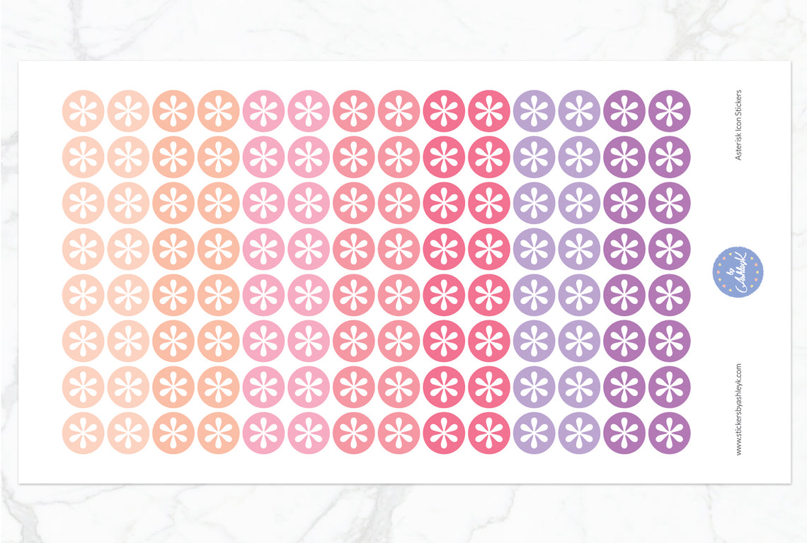 Asterisk Icon Round Stickers - Raspberry