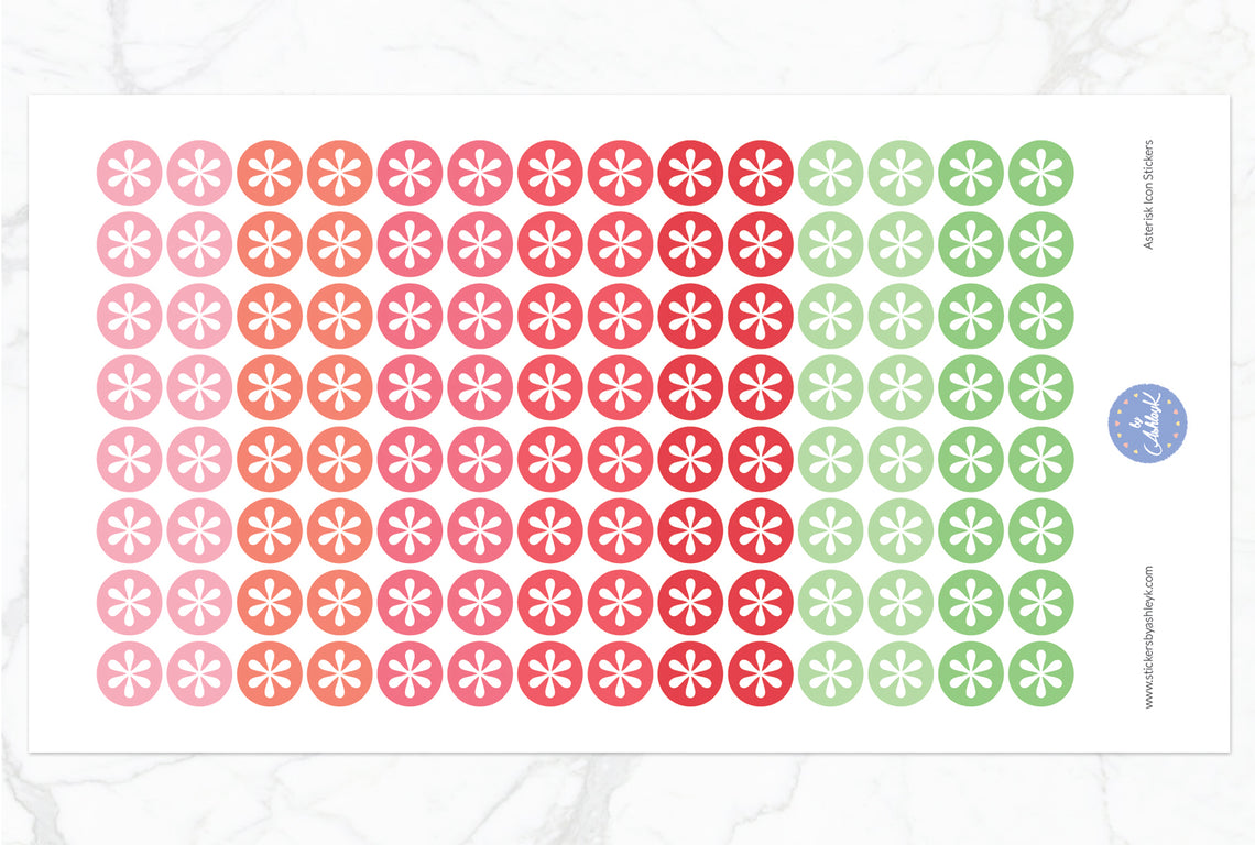 Asterisk Icon Round Stickers - Strawberry