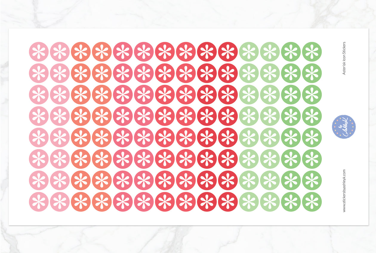 Asterisk Icon Round Stickers - Strawberry