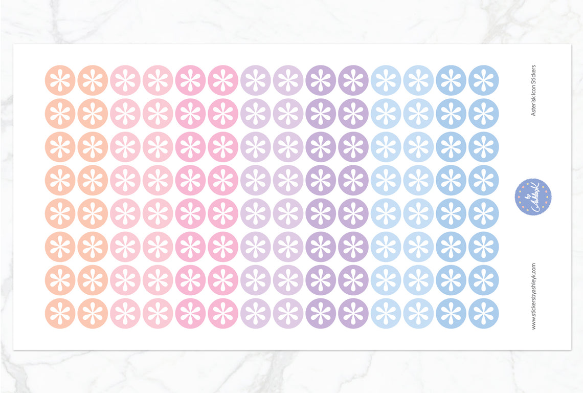 Asterisk Icon Round Stickers - Pastel Sunset