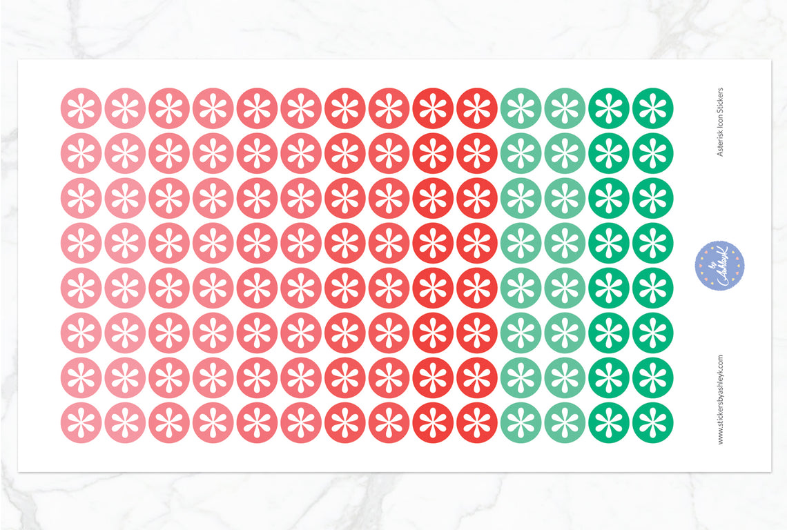 Asterisk Icon Round Stickers - Watermelon