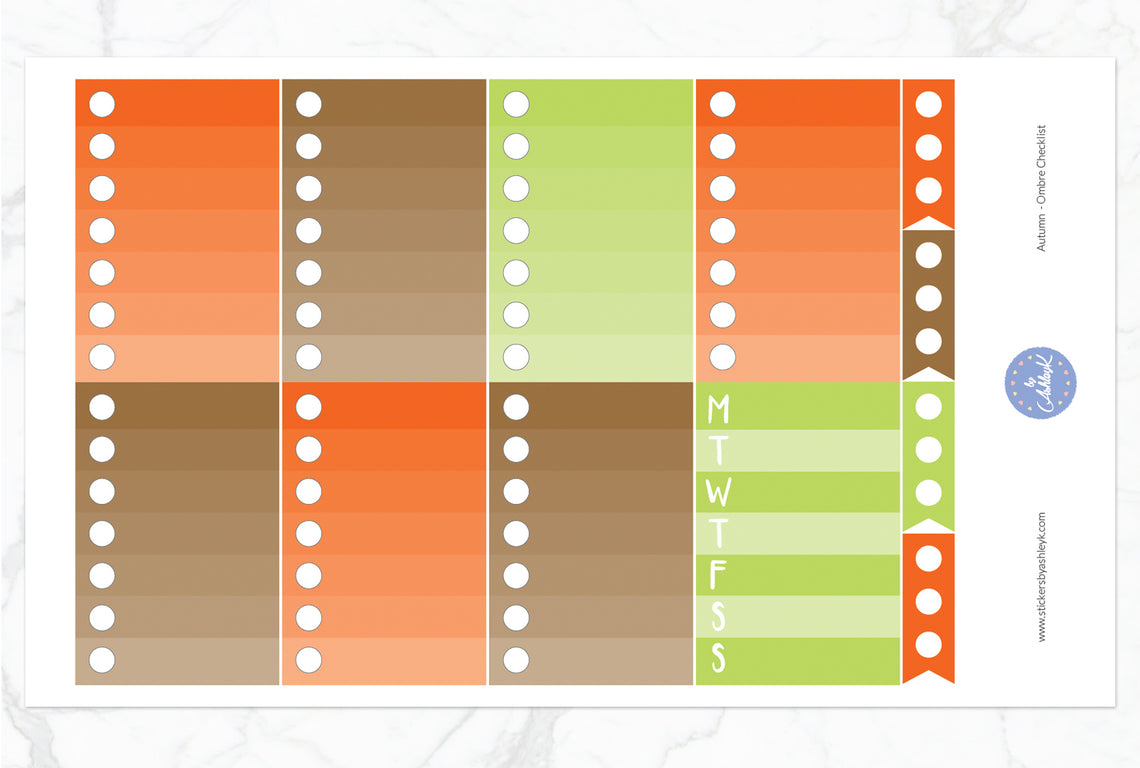 Autumn Weekly Kit  - Ombre Checklist Sheet