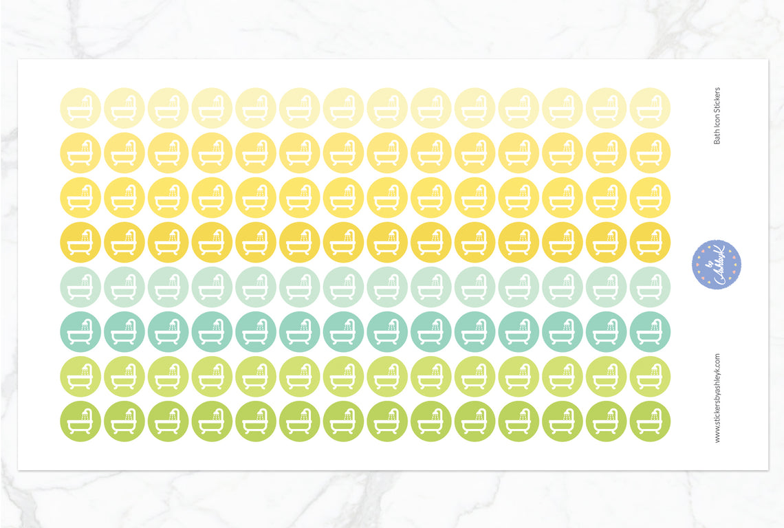 Bath Icon Round Stickers - Lemon&Lime