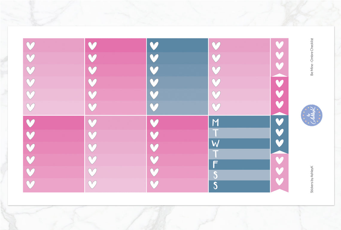 Be Mine Weekly Kit  - Ombre Checklist Sheet