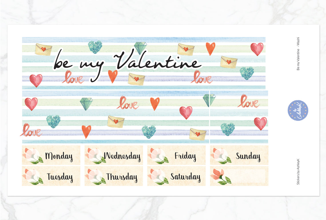 Be My Valentine Weekly Kit  - Washi Sheet