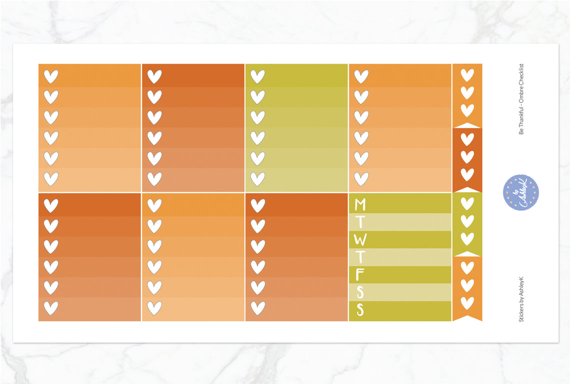Be Thankful Weekly Kit  - Ombre Checklist Sheet