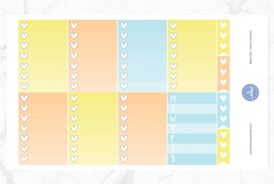 Beach Day Weekly Kit  - Ombre Checklist Sheet
