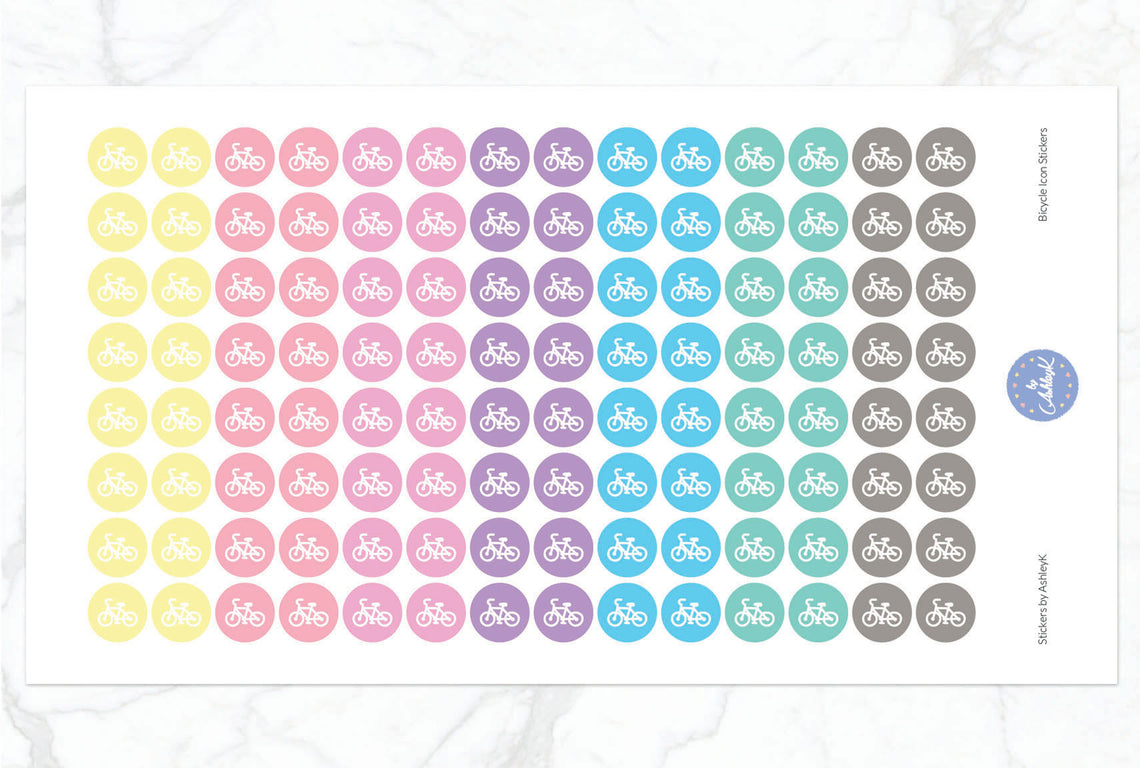 Bicycle Icon Stickers - Pastel