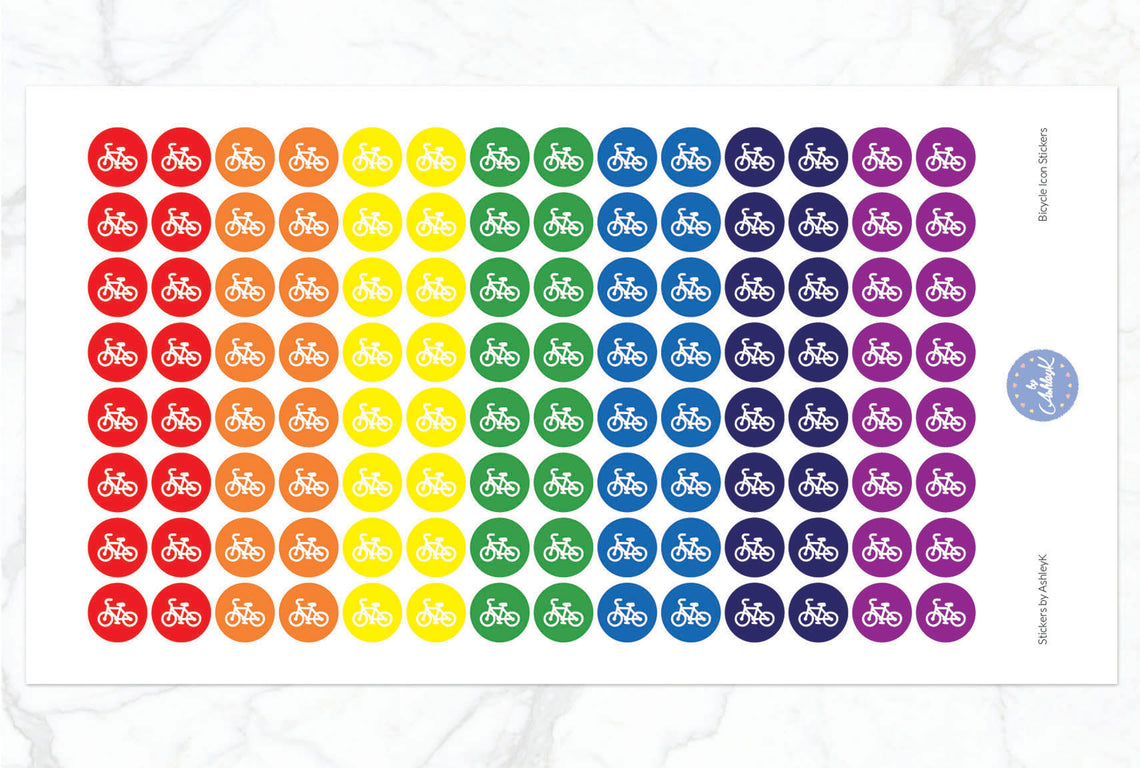 Bicycle Icon Stickers - Rainbow