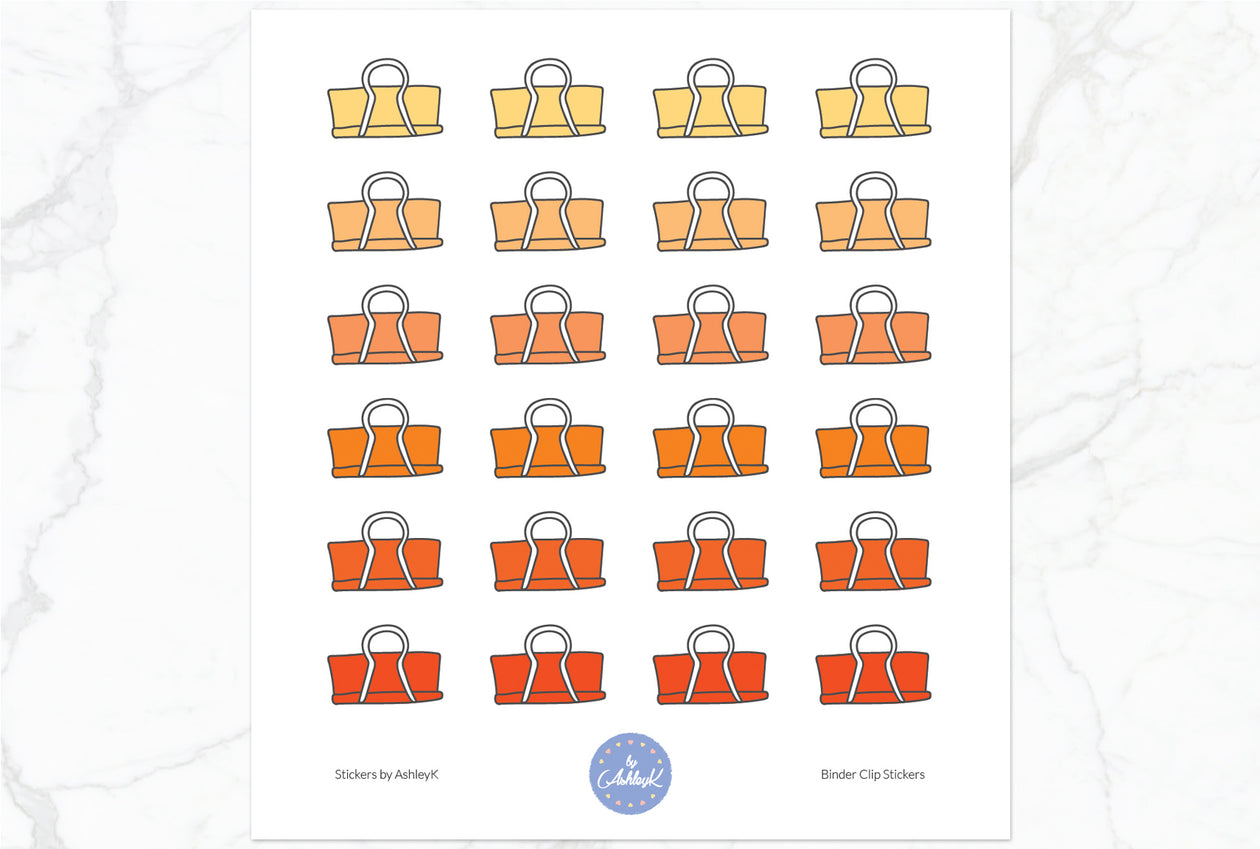 Binder Clips Stickers - Orange