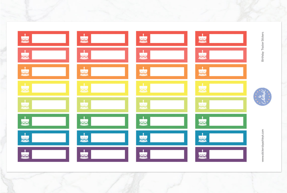 Birthday Tracker Stickers - Pastel Rainbow