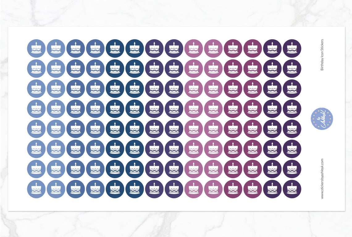 Birthday Icon Round Stickers - Blueberry