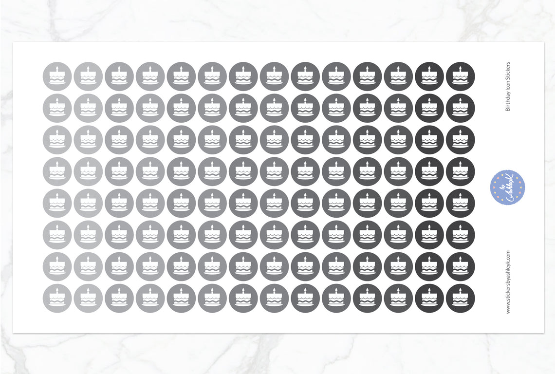 Birthday Icon Round Stickers - Monochrome