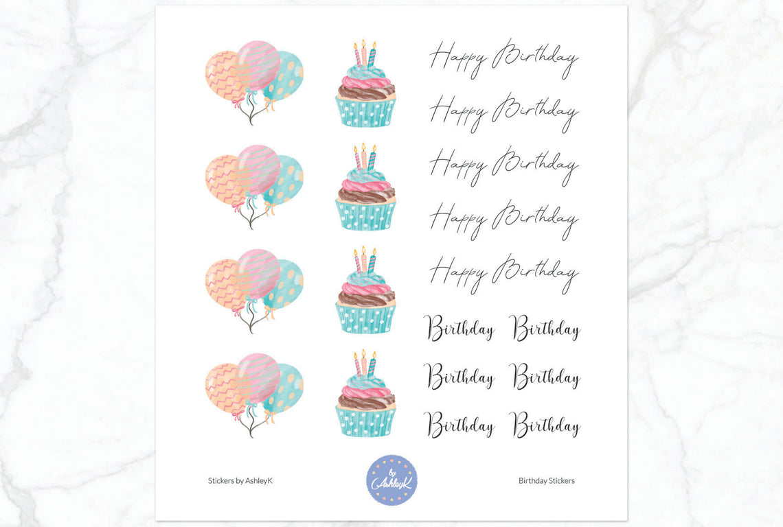 Birthday Stickers - With Text