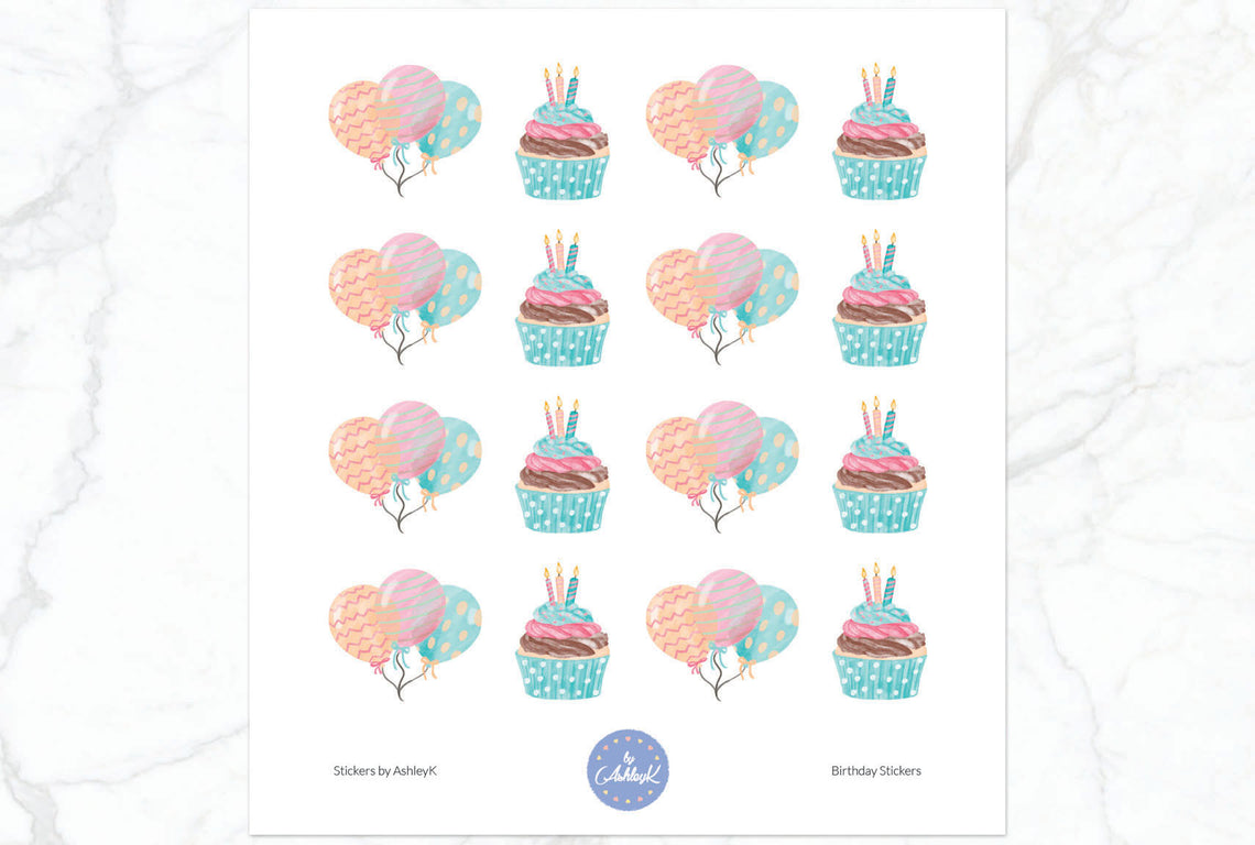 Birthday Stickers - Without Text