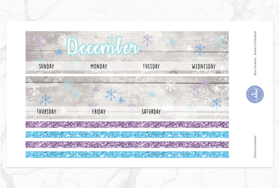 Blue Christmas Weekly Kit  - Banner & Strip Sheet