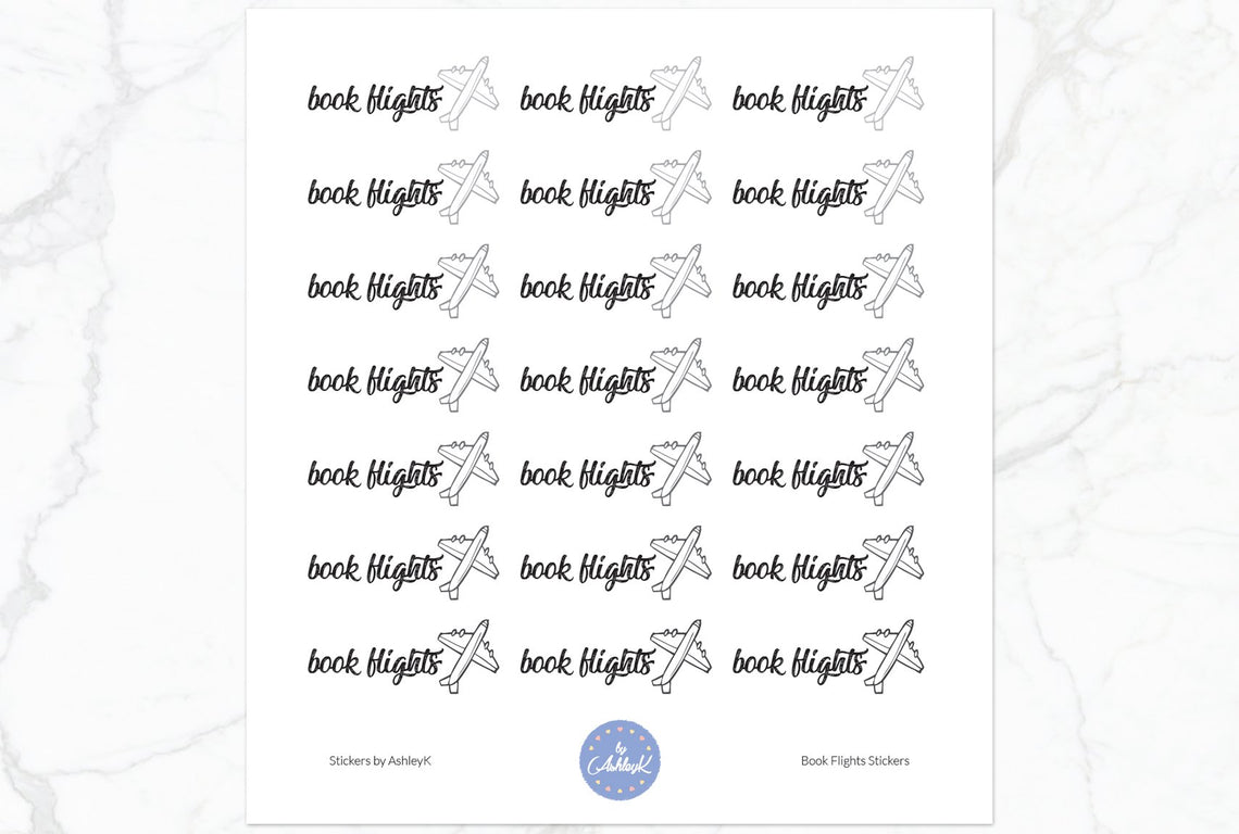 Book Flights Stickers - Monochrome