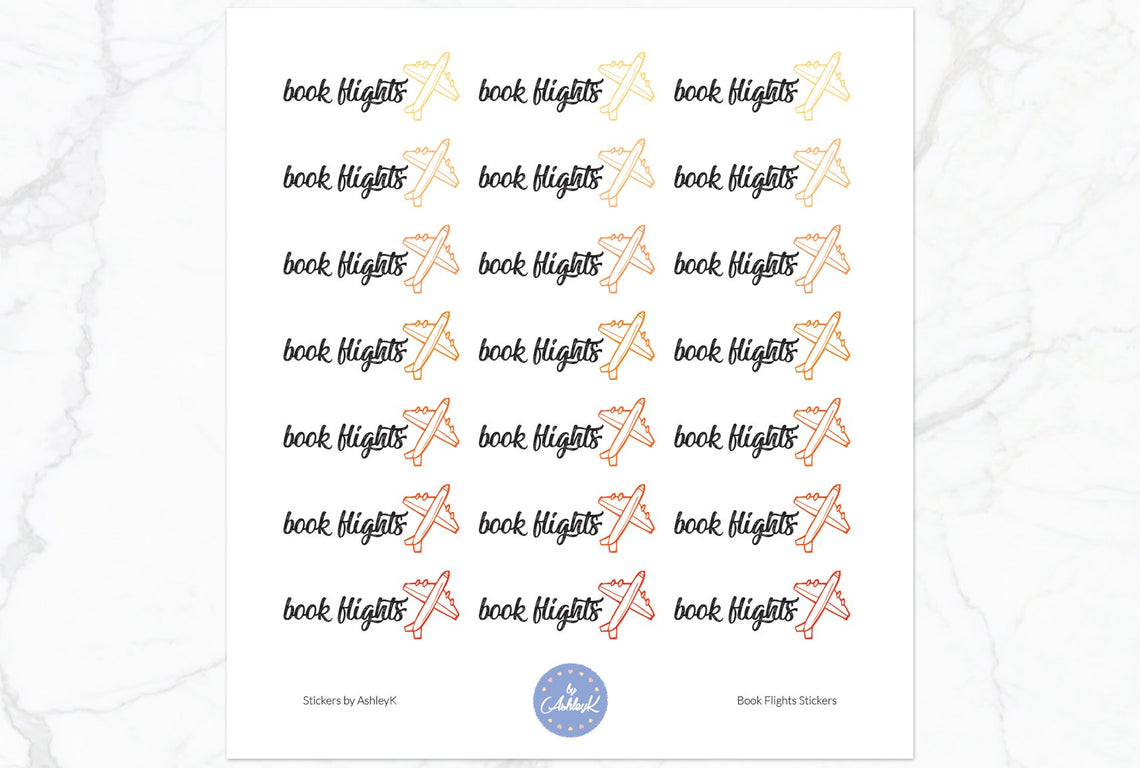 Book Flights Stickers - Orange